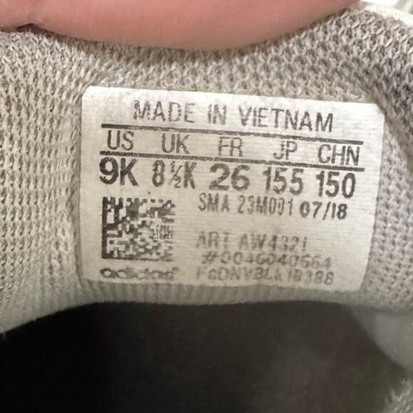 Adidas Kids Advantage Sneakers Velcro White Black Stripes Size 9K Toddler Boy - Picture 7 of 9